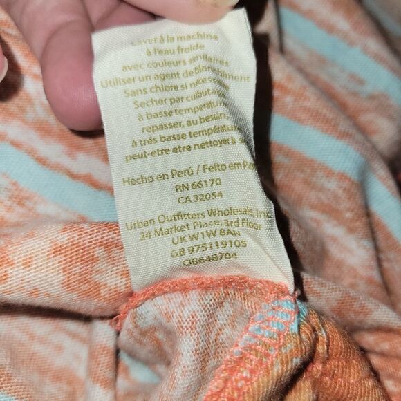 Free People Orange Turquoise High Neck Racerback Side Split Tank XS - Picture 8 of 8